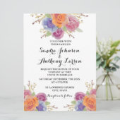 Waterverf Floral Bright Wedding-uitnodiging Kaart (Staand voorkant)