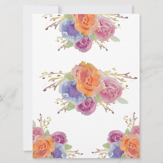 Waterverf Floral Bright Wedding-uitnodiging Kaart (Achterkant)