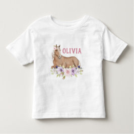 Waterverf Floral Brown Horse Birthday Kinder Shirts