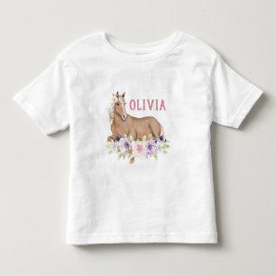 Waterverf Floral Brown Horse Birthday Kinder Shirts