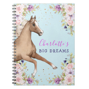Waterverf Floral Brown Horse Spiral Notitieboek