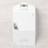 Waterverf Floral bruilding nazeemacht roze All In One Uitnodiging (Buitenkant)