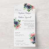 Waterverf Floral bruilding nazeemacht roze All In One Uitnodiging (Binnen)