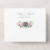 Waterverf Floral bruilding nazeemacht roze All In One Uitnodiging (Achterkant)