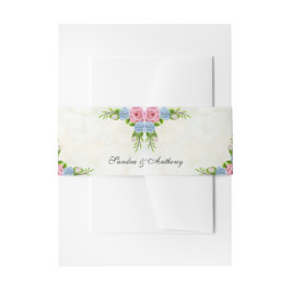 Waterverf Floral bruiloft Belly Band Uitnodigingen Wikkel