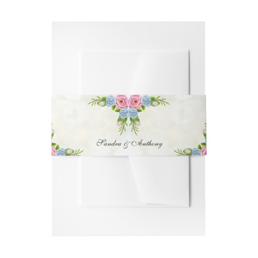 Waterverf Floral bruiloft Belly Band Uitnodigingen Wikkel (Voorkant Voorbeeld)