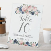 Waterverf Floral bruiloft blush Pink Navy Reclamebord Met Voetstuk (Insitu)