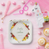 Waterverf Floral bruiloft gele rode roodroodrok Papieren Bordje (Feest)