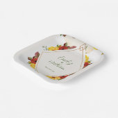 Waterverf Floral bruiloft gele rode roodroodrok Papieren Bordje (Gebogen)