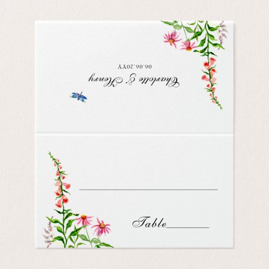 Waterverf Floral bruiloft Kaart (Buitenkant ongevouwen)