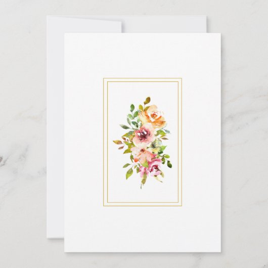 Waterverf Floral bruiloft Kaart (Achterkant)