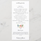 Waterverf Floral bruiloft programma Programmakaart (Achterkant)