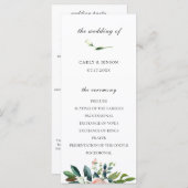 Waterverf Floral bruiloft programma Programmakaart (Voorkant / Achterkant)