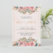  Waterverf Floral bruiloft uitnodiging (Staand voorkant)