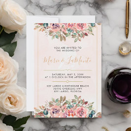 Waterverf Floral bruiloft uitnodiging