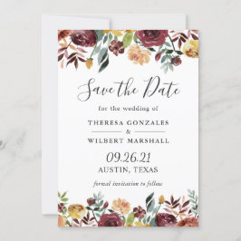 Waterverf Floral bruiloft van de Roestische Bourgo Save The Date