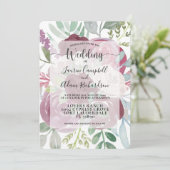 Waterverf Floral bruiloft van de rotsvaste Bourgog Kaart (Staand voorkant)