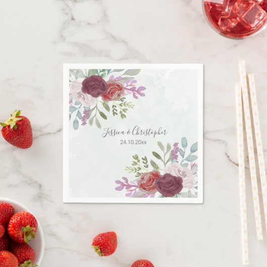 Waterverf Floral bruiloft van de rotsvaste Bourgog Servet (Insitu)