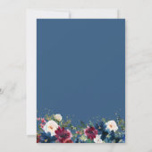 Waterverf Floral bruiloft van Navy Burgundy Kaart (Achterkant)