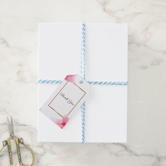 Waterverf Floral bruiloft voor zomerperzikkoraal Cadeaulabel (Met Touw)