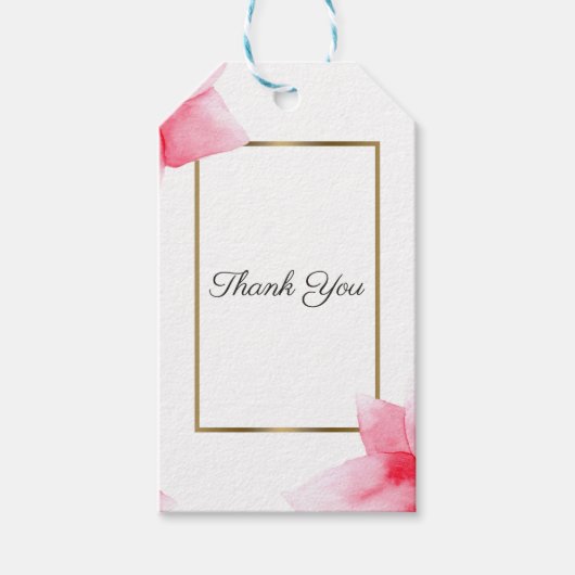 Waterverf Floral bruiloft voor zomerperzikkoraal Cadeaulabel (Voorkant)