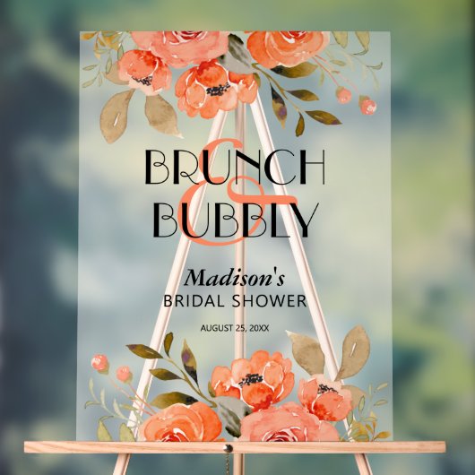 Waterverf Floral Brunch & Bubble Vrijgezellenfeest Acryl Bord (Neutraal)