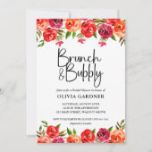 Waterverf Floral Brunch en Bubble Vrijgezellenfees Kaart (Voorkant)