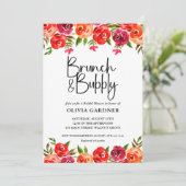 Waterverf Floral Brunch en Bubble Vrijgezellenfees Kaart (Staand voorkant)