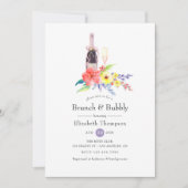 Waterverf Floral Brunch en Bubble Vrijgezellenfees Kaart (Voorkant)