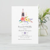Waterverf Floral Brunch en Bubble Vrijgezellenfees Kaart (Staand voorkant)
