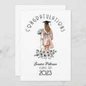 Waterverf Floral Brunette Meisje Gefeliciteerd (Voorkant / Achterkant)