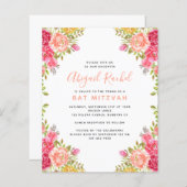 Waterverf Floral Budget Bat Mitzvah Uitnodiging (Voorkant / Achterkant)