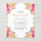 Waterverf Floral Budget Bat Mitzvah Uitnodiging (Voorkant)