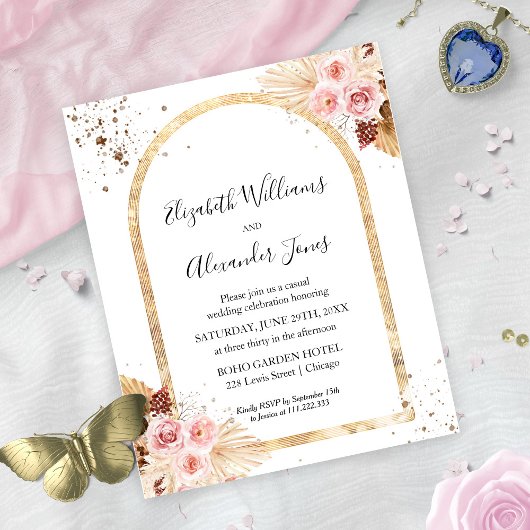 Waterverf Floral Budget Foto Wedding Invitations
