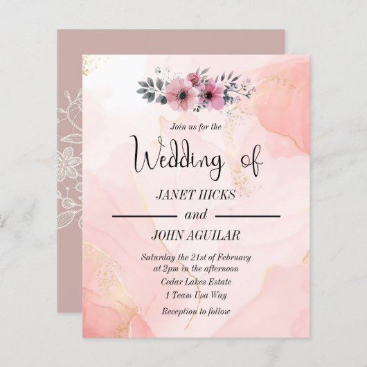 Waterverf Floral Budget Weddenschap (Voorkant / Achterkant)