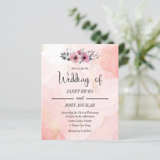 Waterverf Floral Budget Weddenschap (Staand voorkant)