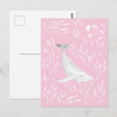 Waterverf Floral bultrug walvis roze Briefkaart (Voorkant / Achterkant)