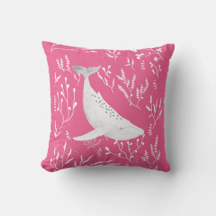 Waterverf Floral bultrug walvis roze Kussen