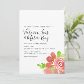 Waterverf Floral Bunch Blush Pink Wedding Kaart (Staand voorkant)