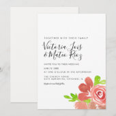 Waterverf Floral Bunch Blush Pink Wedding Kaart (Voorkant / Achterkant)