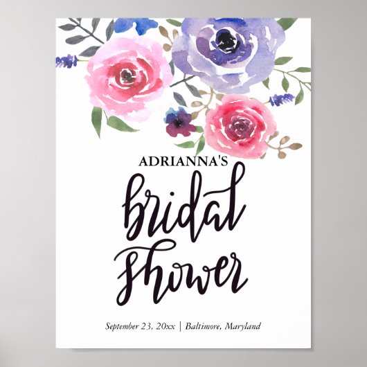 Waterverf Floral Bunch Vrijgezellenfeest Script Poster (Voorkant)