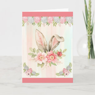 Waterverf Floral Bunny Ears Wenskaart Kaart