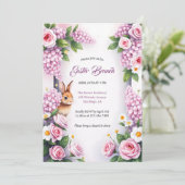 Waterverf Floral Bunny Paasbrunch Kaart (Staand voorkant)