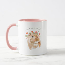 Waterverf Floral Bunny Rabbit | Naam Monogram Mok
