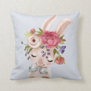 Waterverf Floral Bunny Rabbit   Pasen Kussen