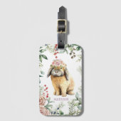 Waterverf Floral Bunny Rabbit Persoonlijke naam Bagagelabel (Voorkant (verticaal))