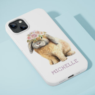 Waterverf Floral Bunny Rabbit Persoonlijke naam Case-Mate iPhone Case