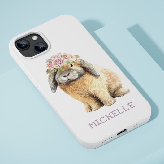 Waterverf Floral Bunny Rabbit Persoonlijke naam Case-Mate iPhone Case