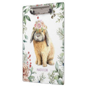 Waterverf Floral Bunny Rabbit Persoonlijke naam Klembord (Links)