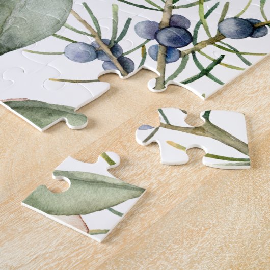 Waterverf Floral Bunny Rabbit Persoonlijke naam Legpuzzel (Zijkant)